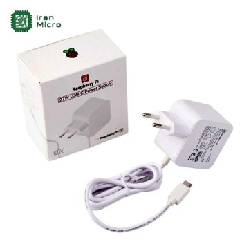 آداپتور اورجینال 27 وات با خروجی TYPE-C مخصوص رزبری پای 5 - Raspberry Pi 27W USB-C Power Supply Adaptor