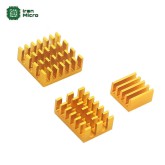 ست 3 عددی هیتسینک های رزبری پای 3x Aluminum HeatSink for Raspberry Pi - رنگ طلائی (چسب دار)