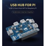 شیلد هت هاب USB3.2 رزبری پای x4 USB 3.2 PORT Gen1 HUB HAT for Raspberry Pi - ساخت WAVESHARE